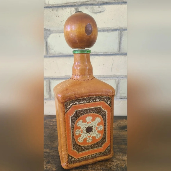 Vintage Leather Wrapped Decanter - Picture 2 of 8